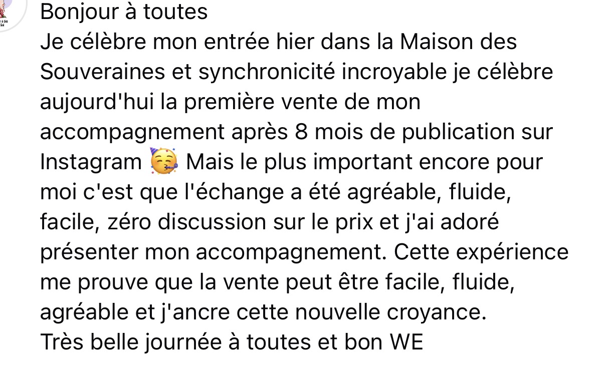 Témoignage d'une cliente de La Maison des Souveraines 9